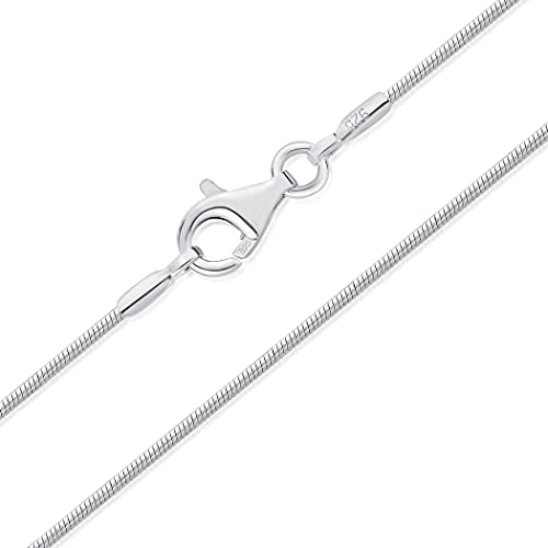 DTPsilver® 925 Sterling Silber Dünne Halskette/Schlangenkette - Karabinerverschluss - Breite: 1 mm - Länge: 45 cm