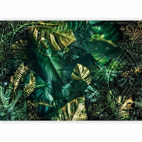 murando - Papier peint panoramique nature 350x256 cm - Revêtement mural décoration pour chambre salon cuisine - Design unique et moderne - Vert beige - Jungle feuilles plantes nature b-C-0880-a-a