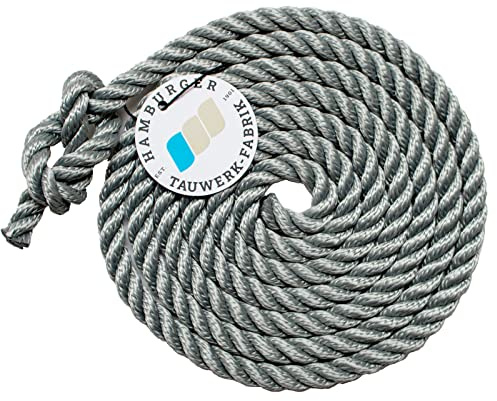 Tauwerk 10mm - Farbe: grau 3-litzig gedreht Leine Schnur Festmacher Rope Tau Seil Allzweckseil Reepschnur Lirolen-Tauwerk PP-Multifil, 3-schäftig gedreht (Länge 70mtr.)