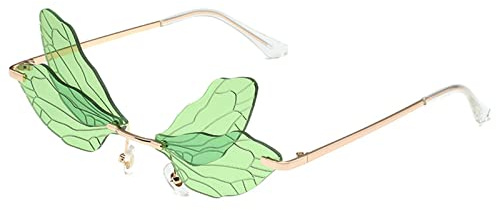 YOJUED Schmetterling Sonnenbrille mit Libelle Flügel Unregelmäßige Brille für Damen