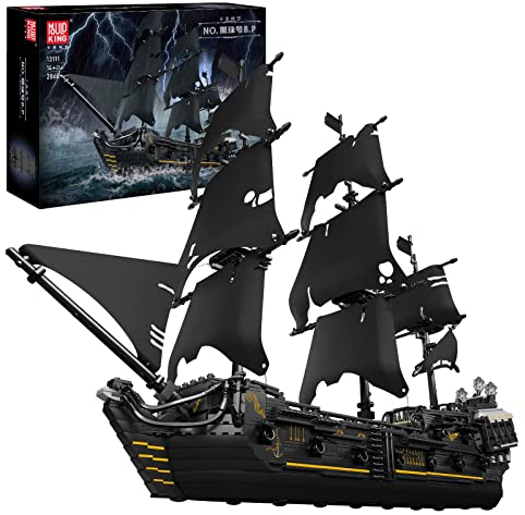 Mould King Technik Piratenschiff Modell,Black Pearl Segelschiff, 2868 Teile Groß MOC Bausteine, DIY Modellbausatz Technologie Klemmbausteine Bausatz