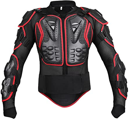 Motorrad-Schutzpanzer Brust Rücken Rückenpanzer Schutz Gepanzerte Jacke Kleidung Für Motorrad (Unisex) (Red,4XL)