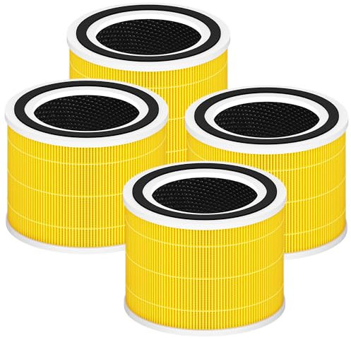 Core 300 Pet Care Replacement Filter for LEVOIT Core 300 Core 300S Core 300-P Core 300S-P Air Purifier, 3-in-1 High Efficiency Activated Carbon, Compared to Part # Core 300-RF-PA, 4 Pack, Yellow