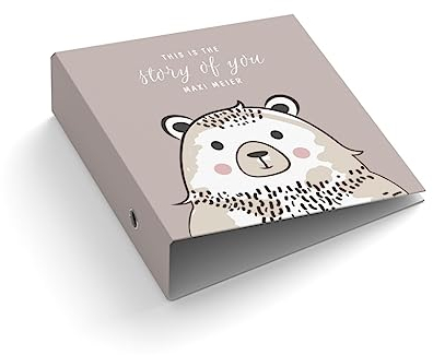 Ringordner | Ordner | personalisiert mit Wunschtext + Name | Bär | Story of you | Mit Griffloch | für DIN A4 | 7,4 cm breit | Erinnerungen | Kindheit | Memories