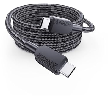 Anker 240W USB-C to USB-C Cable, 6 ft Double Braided Nylon Type C Charging Cable, for MacBook Pro, iPhone 17/16/15, iPad Pro, Samsung Galaxy,and More (Charger Not Included)