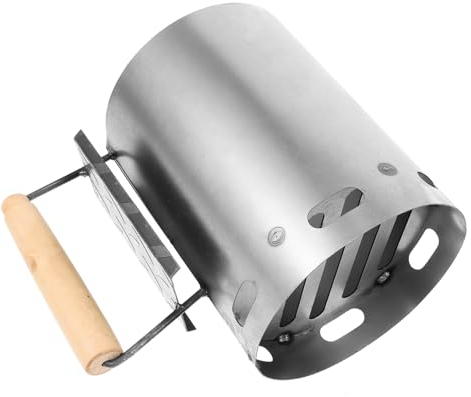 Veemoon Holzkohleeimer Mit Holzgriff Und Hitzebeständigen Materialien Anzündkamin Für Outdoor-grillen Und Holzkohleofen Grillwerkzeug Mit Luftlöchern Für Schnelles Anzünden