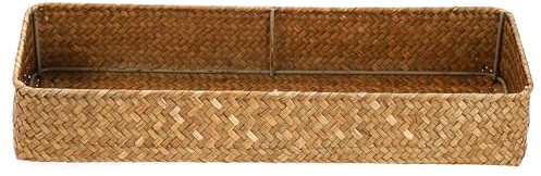 Tolida Cesta de almacenamiento de jacinto de agua tejido, cesta de algas marinas naturales para baño, tanque de agua de inodoro 42 x 14 x 7 cm