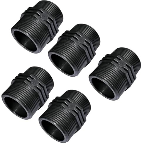 Suinga Pack 5 Machón roscado plástico 1/2 x 1/2, PN10, racores de compresión para roscar, doble rosca macho/macho