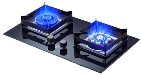 Propane Stove,Tempered Glass Gas Cooktop,Double Burner Portable Propane Stove,Maximum 17742.4BTU Suitable for Kitchen Apartments and RV(Black) (Color : NG, Size : Style 2)