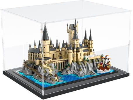 Choowin Acrylic Display Case for Lego 76419 for Lego Hogwarts Castle and Grounds for Lego Display Thickened Clear Acrylic Display Cases for Collectibles Assemble Dustproof Display Box(Black Base)