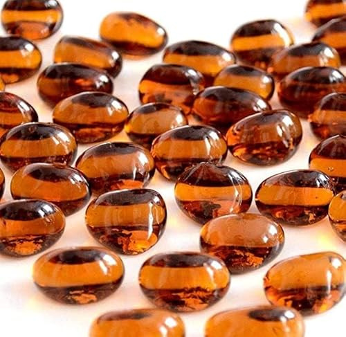 TRANS - PAL Glass Pebbles Decorative Stones Beads Nuggets Gems Mosaic Tiles for Vases Craft Garden Bowls Fish Tank (100pcs-1kg) (BROWN)