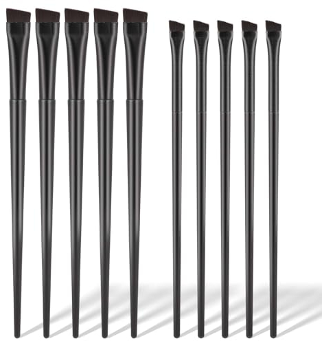 10 Pack Flat Eyebrow Tint Brush Applicator, Fine Angled Eyebrow Brush, Angled Eyebrow Eyeliner Brush Set, Ultra Thin Angled Eyeliner Eyeshadow Eyebrow Makeup Brush