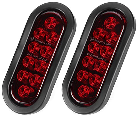 Fydun Lampada di Posizione Laterale, Spia di Segnalazione di Direzione 2 Pezzi 10 LED Luce di Posizione Laterale 6 Pollici Fanale Posteriore per Camion Impermeabile Ovale Rosso