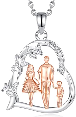 EUDORA Harmony Ball Mutter Tochter Kette für Damen 925 Sterling Silber, Mama Kind Oma Anhänger Halskette Mütterliche Liebe Schmuck, Muttertag Geschenk für Frauen Mutter Tochter Ehefrau Oma, 45cm