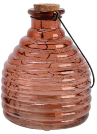 Wespen- und Insektenfänger, Farbig, geriffelt, Glas, für den Garten, Schädlingsbekämpfung, Braun, Gelb, Kupfer oder Orange, 17 cm (Orange)