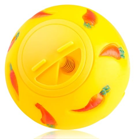 Tabanzhe Cat Treat Ball - Interactive Food Dispenser and Training Toy with Adjustable Feeding Hole for Dog, Hamster, Rabbit - Slow Feeder in Yellow