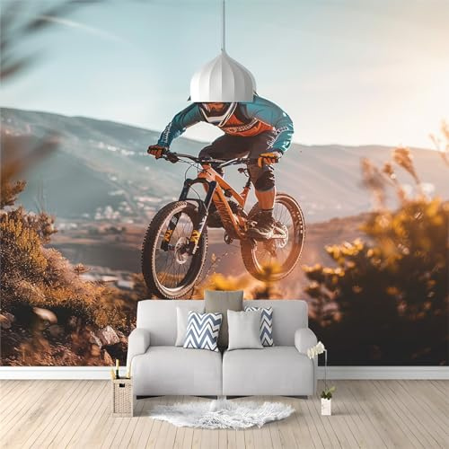Motivtapete Fototapete Berg Fahrrad Offroad Tapete Fototapete Vlies Wand Tapete Wandbilder Wohnzimmer Schlafzimmer Kinderzimmer Dekoration Moderne Wanddeko 200 (B) x 140 (H) cm