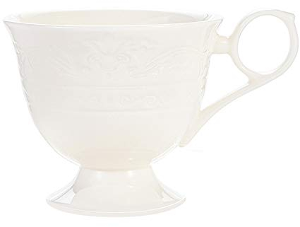 Tazzine da caffè in porcellana Tazze da tè bianche con piattini con elegante design in rilievo Tazze da caffè inglesi Tazze da caffè (senza piattino)
