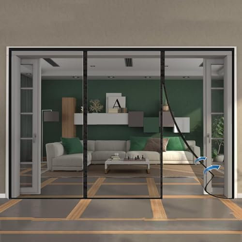 Magnetvorhang selbstschließend 90x240cm Insektenschutzvorhang mit Magneten für Balkon- und Terrassentüren - ohne Bohren Schwarz