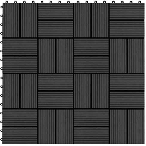 Homgoday Veranda-Fliesen aus WPC, 30 x 30 cm, 2 m², Schwarz, 22 Stück, PVC-Boden, dekorativ, Haus, Küche, Bad, Wohnzimmer, Boden in Holzoptik, PVC-Boden, Muster 3