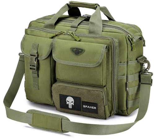 SPAHER Arbeitstasche Laptoptasche 14/15.6/17.3 Zoll Messenger Bag Herren Pilotentasche Aktentasche Taktische Tasche Militär Tragetasche Schultertasche Geschenk für Männer