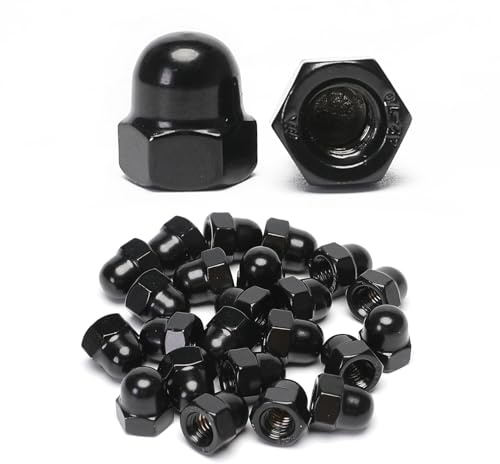 QXSKSLH 25PCS M6 Black Acorn Cap Nuts, Black Acorn Nut 304 Stainless Steel