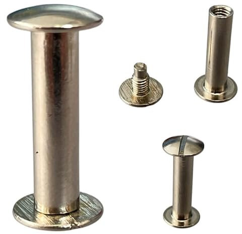 Kacperek - Schraubnieten Set - Buchschrauben - Binding Buchschrauben für Leder Dekoration, Bookbinding, DIY Basteln - Bolzenschraube - Stud Nagel - Nieten - 60mm - Silber - 50 Stck