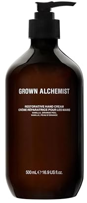 Grown Alchemist Restorative Luxury Pump Hand Cream - Vanilla, Orange Peel - Natural, Vegan Hand Moisturiser for Dry and Cracked Hands, Soothing Handcream 500 ml