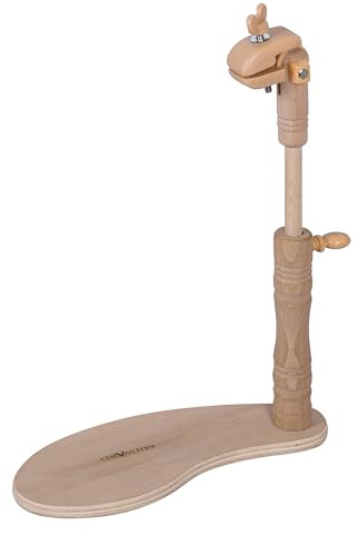 MILWARDS Telaio per sedile regolabile - a mani libere supporto per grembo, supporto per punto croce ruotabile, legno di faggio, con attacco a morsetto versatile