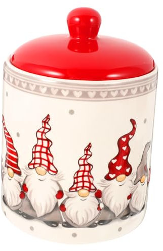 PHENOFICE 1pezzi Barattolo Ceramica Natalizio Ermetico Biscottiera Coperchio Per Cereali e Frutta Secca Contenitore Per Snack e Tè in Casa