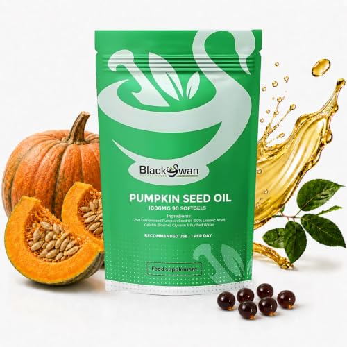 Black Swan Pumpkin Seed Oil Capsules – 1000 mg Immune System Anti-Inflammatory Skin Health – Heart Wellness Natural Supplement - 3 Month Supply 90 Capsule