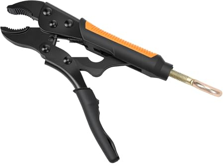 Locking Pliers Curved Jaw Adjustable Clamp Pressure Anti Slip Handle Wear Carbon Steel Locking Pliers for Metalworking Woodworking Clamping Device (7 inch)