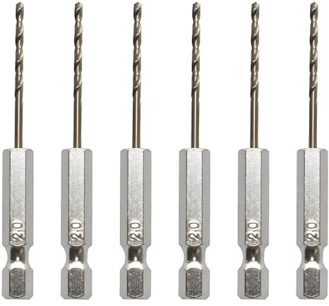 Oiieco 6Pcs 2mm Wood Drill Bit, Hex Shank Drill Bits High-Speed Steel, M35 Hex Shank Drill Bit Set, Titanium Drill Bit, 1/4 Inch Shank, Versatile for Metal, Wood, Plastic