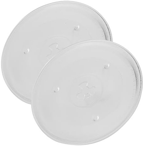 Amosfun 2pcs Microwave Glass Plate Replacement Sturdy Oven Glass Turntable Tray for Microwave Oven Cooking