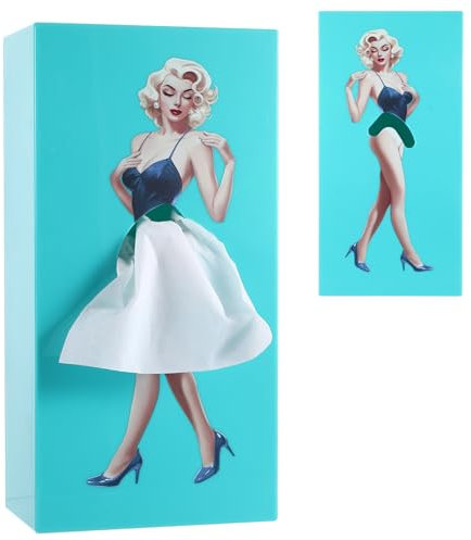 Caja de pañuelos con falda voladora, caja de pañuelos cosméticos retro para niñas, caja creativa de pañuelos, soporte decorativo para pañuelos, adecuado para salón, dormitorio, oficina (azul)