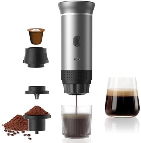 EVARY Elektrische Espressomaschine Tragbare Kaffeemaschine, Selbsterhitzung mit USB-C, Kapsel Kaffeemaschine Mini, Reisekaffeemaschine, Camping kaffeemaschine