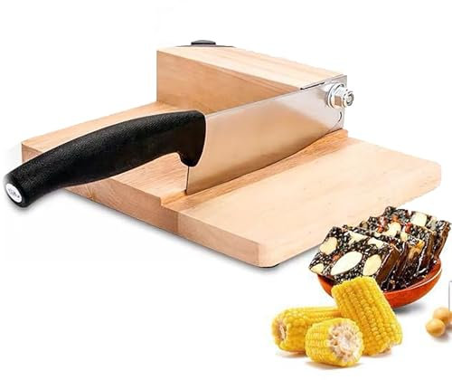 Good Homie Rebanador, Cortador De Cecina, Cuchilla Picadora De Carnicero Profesional De Acero Inoxidable, Base De Madera, para Deli Tocino Jamón Salchicha Frutas Verduras Hierba Ginseng Pastelería