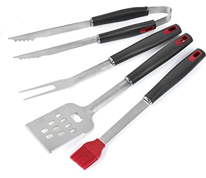 NNBDEY 4-teiliges Hochleistungs-Grillwerkzeug-Geschenkset für Männer, Grillzubehör-Werkzeugset aus Edelstahl, Grillzubehör, Grillwerkzeuge mit Griff, für Zuhause, Camping, Reise