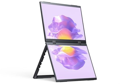 TUOPUONE 15.6inch Dual-Screen Portable Monitor Dual-1080p High Definition Foldable Screen 100% sRGB 178° Wide Viewing Angle Built-in Gravity Sensor Hi-Fi Speaker