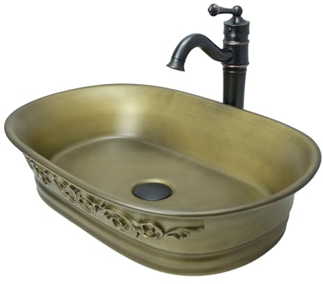 GTM Design Aufsatzwaschbecken Matt Modern Waschbecken ohne Hahnloch - Elegant Aufsatzwaschbecken Oval für Badezimmer und Gäste WC - nur Bad Waschbecken - Modell 6