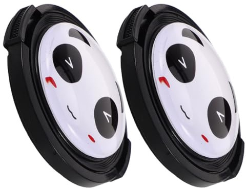 Objektivdeckel für 52mm Linsen, Kunststoff, 2 Stück, Panda | Einfaches Aufsetzen und Abnehmen, Schutz vor Staub, Strukturierte Griffseiten, für Portraits und Outdoor