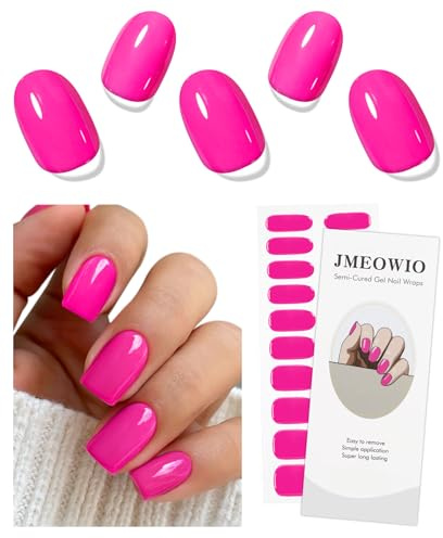 JMEOWIO Autocollant Ongles Gel UV Rose Rouge Gel Nail Art Stickers Semi-durci Stickers Ongle Deco Ongle Design Manucure