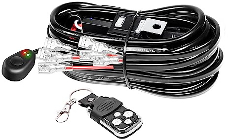 Willpower Faisceau Stroboscopique pour Barre LED 12V, 18AWG avec Relais | Kit Cablage Rampe LED Phare LED avec Telecommande pour 4x4 Quad Camion Tracteur Offroad Véhicule Bateau ATV (4 Lumières)