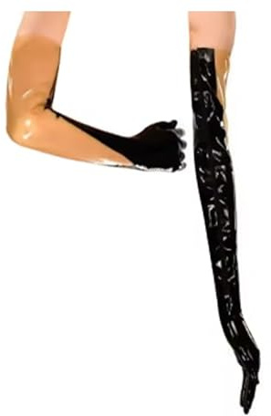 TTANYYUINGOU Black and Transparent Long Latex Gloves with Zippers Rubber Mittens Women,Yellow,L