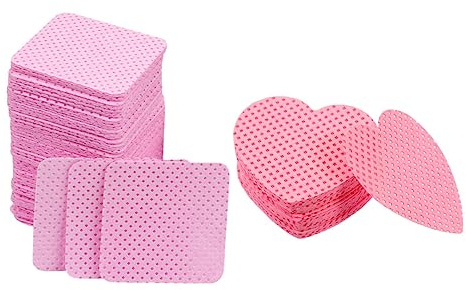 BESTYASH Lingettes de Colle pour Ongles 400 Pièces Format Compact Coton Non Pelucheux Dissolvant Vernis Femmes Usage Maison et Voyage Forme Cœur Rose