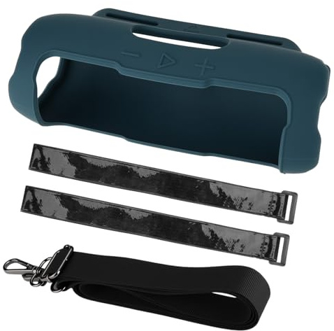 Custodia protettiva in silicone per altoparlanti JBL Flip 7, supporto per tracolla fissa per manubrio portatile, custodia protettiva per tracolla singola (versione con tracolla blu)