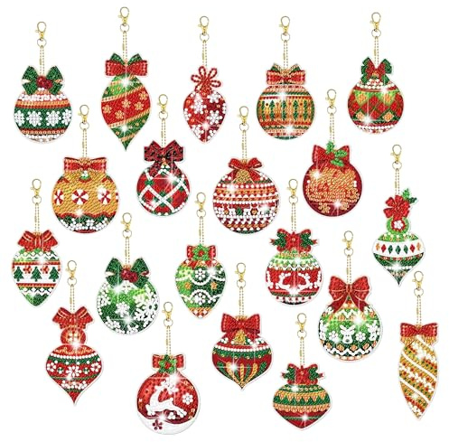 WUISOLQP Set di 20 ciondoli a forma di palla di Natale 5D, per bambini, fai da te, decorazioni natalizie, biglietti di auguri, 20 pezzi