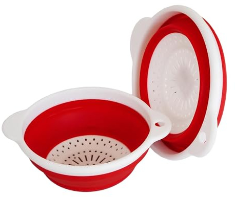 Scolapasta Pieghevole Filtro Cestino Cucina con Manico Scolapasta in Silicone Pieghevole Scola pasta Set Colander Setacci Pieghevole per Scolare Pasta Verdura Frutta Salva Spazio Colore Casuale