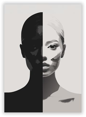 Druck-Palast Moderne Kunst: Elegantes Frauengesicht mit abstrakten Formen – 50x70 cm – Kunstdruck Poster – Wohnzimmer & Schlafzimmer – Modern & Stilvoll – Hochwertiger semimatter Druck
