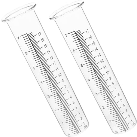 NUOBESTY Lot de 2 Tubes de Rechange pour Pluviomètre de Jardin Tubes en Plastique Résistants Gel Cylindriques de 18 CM Graduations Claires Jauge d'eau Précise pour Plantes en Pot et